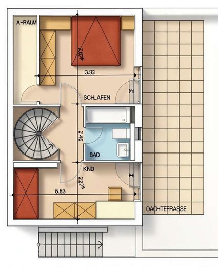 Maisonette mit Hausgefühl - Ihr eigenes Zuhause auf zwei Ebenen – Grundriss 2 OG - Wohnungstyp 3b
