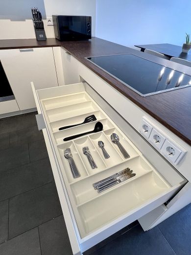 Möblierte 2-Zimmer-Wohnung in erster Reihe zum Main – Voll ausgestattete Einbauküche