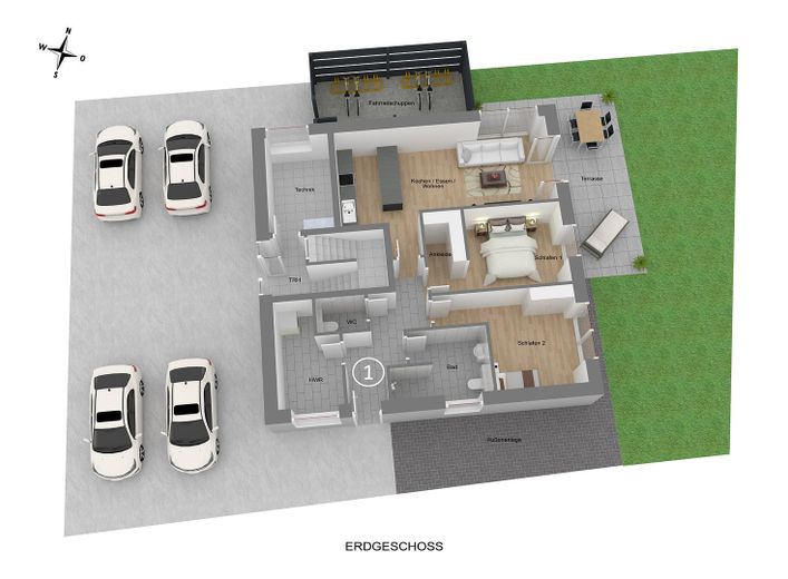 Piękne nowe mieszkanie w centralnej lokalizacji w Lingen (mieszkanie nr 2) – Grundriss Erdgeschoss