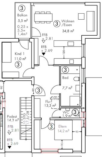 Ihr neues Zuhause zum 01.08.2026 könne sie einziehen 84 m² Traumwohnung mit Balkon – Grundriss