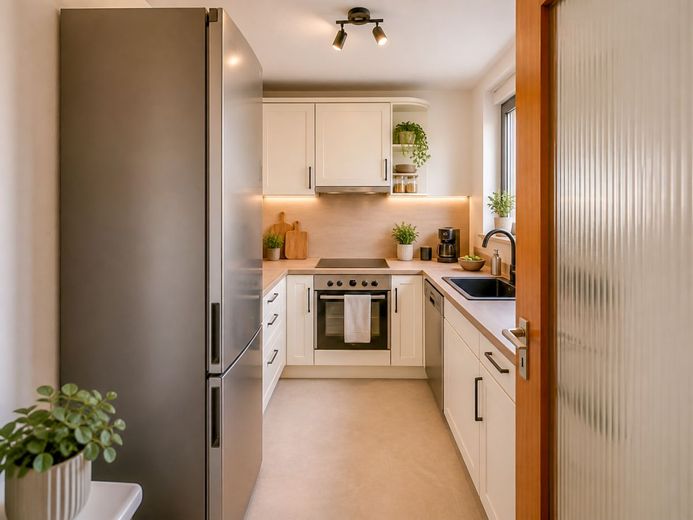 Kapitalanleger aufgepasst! 4% Rendite! - Helle 3-Zi.-Wohnung im 9. OG – Küche (Staged)