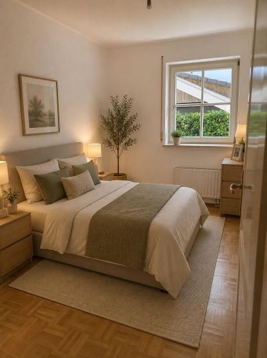 Charmante 3-Zimmer-Wohnung im mediterranen 6-Familien-Haus – Schlafzimmer