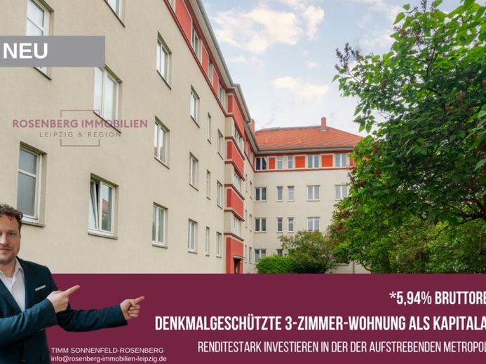 Доглянута 3-кімнатна інвестиційна нерухомість у чарівному будинку старої забудови в Лейпцигу / Шенефельді *5,94% валової дохідності* – Фотографія 1