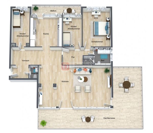 Top!! Penthouse mit großer Südwest-Dachterrasse und Skylineblick – Grundriss