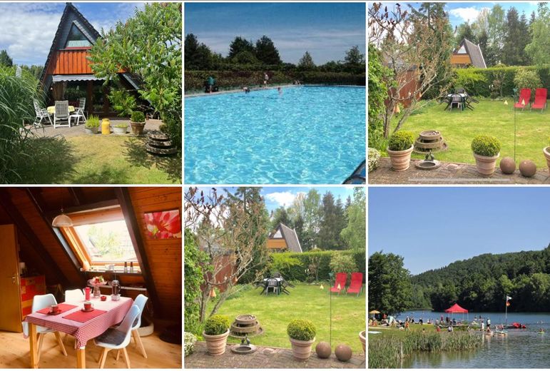 Casa con tetto spiovente sul bellissimo lago Freilinger See nel villaggio turistico – completamente arredata – Foto 1