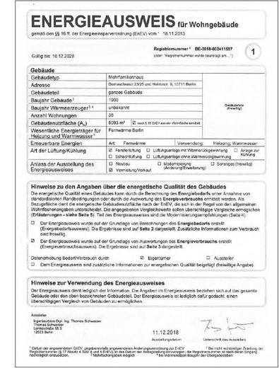 Außergewöhnliche 248 qm große Maisonette-Wohnung (4.OG & DG) mit Terrasse/Balkon/Loggia nahe Ku´damm – Energieausweis Seite 1