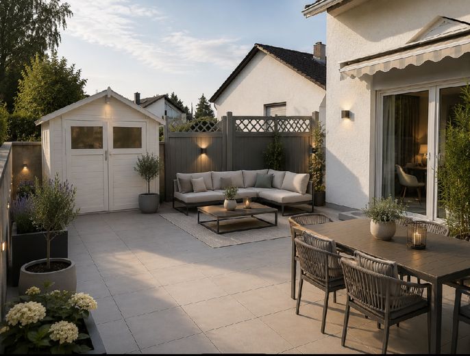 Naturnahe, idyllische Terassen/Gartenwohnung in ruhiger Weinberglage – Terrasse mit Ki verändert
