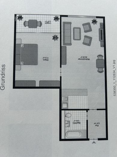 Provisionsfrei, modernisierte 2-Zimmer-Wohnung mit Skylineblick in Liederbach – Grundriss