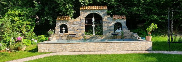 ✨ Casa completamente rinnovata – elegantemente parzialmente arredata in stile mediterraneo e pronta per essere abitata – Pool mit Wasseefall