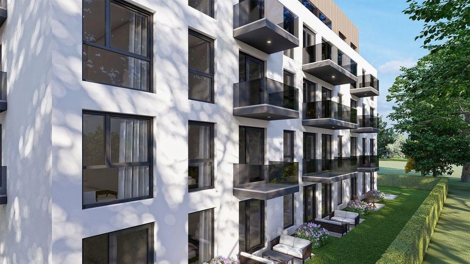 10 Mitarbeiter Wohnungen für Langzeitvermietung! Moderne 1-Zi-Wohnungen mit Balkon und Küche – Visualisierung