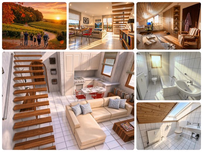 💦 شقة ميزونيت من 3 غرف بمساحة 76,03 م²، شاملة المرآب وموقف السيارات 💦 – Collage-WB-Wohnung