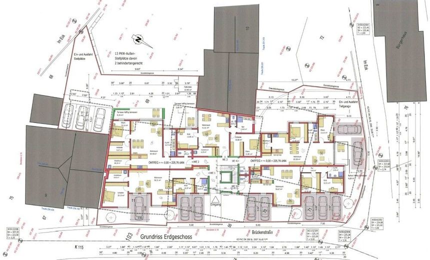 Grundstück mit Baugenehmigung  / 13-Parteien MFH nahe Trier und Luxemburg – Grundriss Erdgeschoss