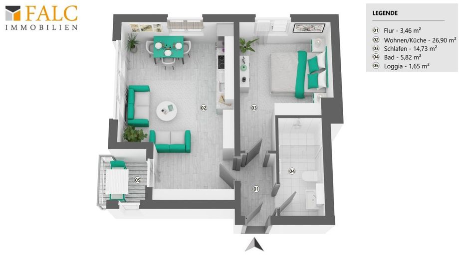 Attraktives Investment mit fünf Einheiten im Bremer Bahnhofsviertel - Perfekt für Ferienvermietung – Grundriss - Wohnung 60