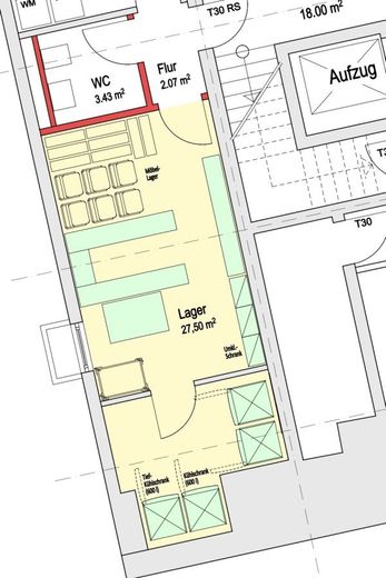 Café oder Bistro in zentraler, ruhiger Lage – Grundrioss UG, WC + Lager