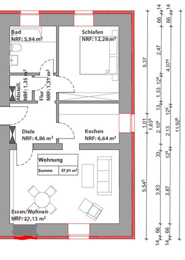 2-кімнатна квартира з негайним заселенням – Grundriss
