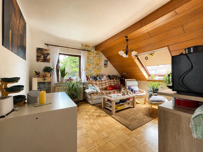 flexibel nutzbare 3-Zimmer-Wohnung im DG mit Abstellraum – Wohnzimmer Blick in Raum