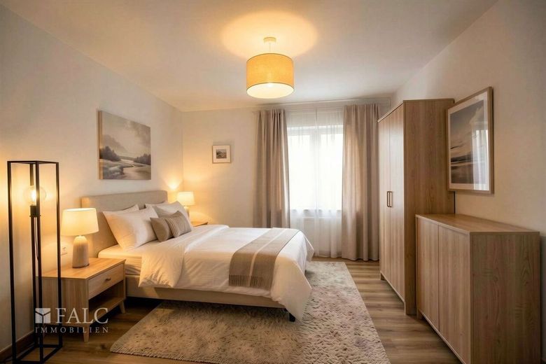Exklusives Penthouse im Zentrum – Schlafzimmer - (KI generiert)