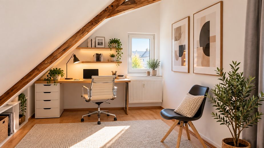 Toplage, helles Dachgeschoss mit Südbalkon und Einbauküche! – Arbeitszimmer West 