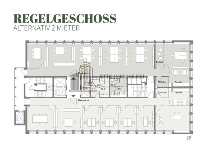 ATIK: CARL RISE: Revitalisierte High‑End‑Büroflächen mit spektakulärem Stadtpanorama -provisionsfrei – Grundriss Regelgeschoss
