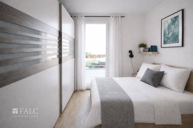 2-Zimmer-Wohnung mit 14 m² Balkon und TG-Stellplatz in Trudering – Schlafzimmer
