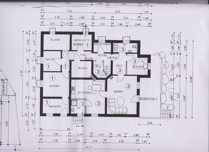 Appartamento seminterrato modernizzato in posizione tranquilla con terrazza, giardino e posto auto – Grundriss Souterrain Wohnung 3