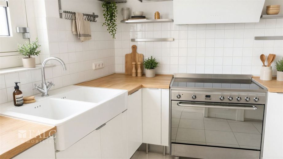 Lichtdurchflutete Maisonette-Wohnung mit zwei Balkonen in zentraler Lage von Wiesloch zu vermieten – Küche KI