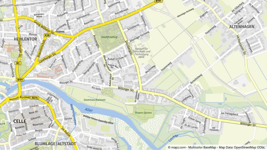 Kapitalanlage: Gut geschnittene Dreizimmerwohnung mit Loggia und Tiefgaragenstellplatz in Celle – Geolyzer Kartenausschnitt