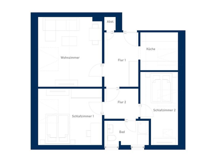Il fascino dell’attico: moderno appartamento con 3 locali e cucina componibile – Grundriss