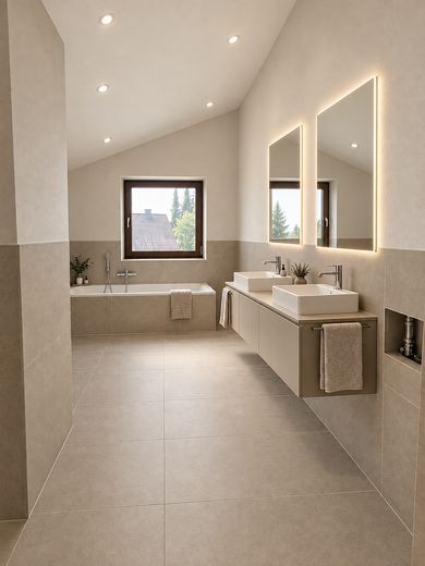 4-Zimmer-Traum mit Galeriefeeling, Fensterfront und Südbalkon – Badezimmer