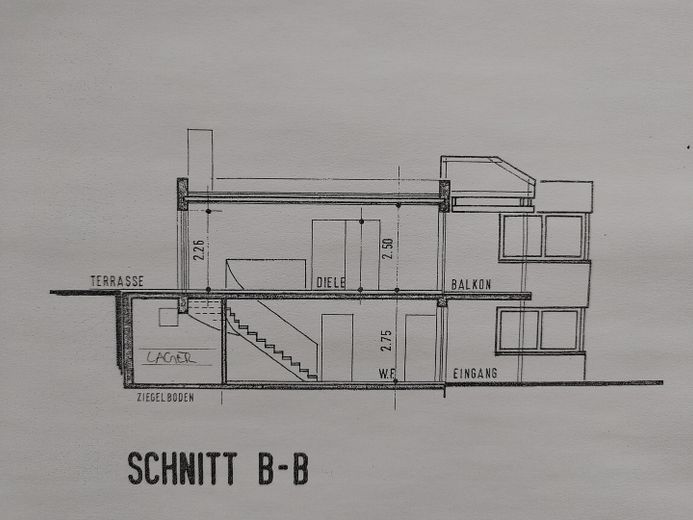 Großzügiges Reihenmittelhaus mit 222m² in Muffendorf, Einliegerwohnung und sonnigem Atriumgarten – Schnitt