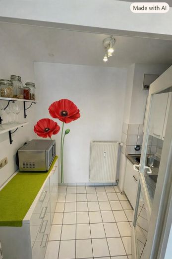 Studentenwohnung an der Universität Regensburg – Küche, Ki bearbeitet