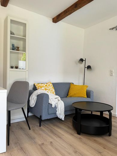 Voll möbliert: Brandneue, liebevoll eingerichtete Wohnung mit großer Terrasse und Garten in Dresden – Wohnzimmer