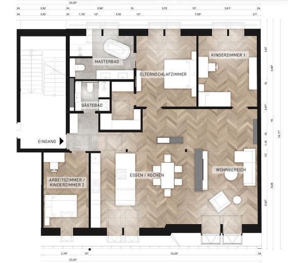 Última planta con ascensor: ático de 131 m², renovado y ampliado en 2025/26 – Potsdam West – Grundriss 4,5 Zi., 131,10 m2