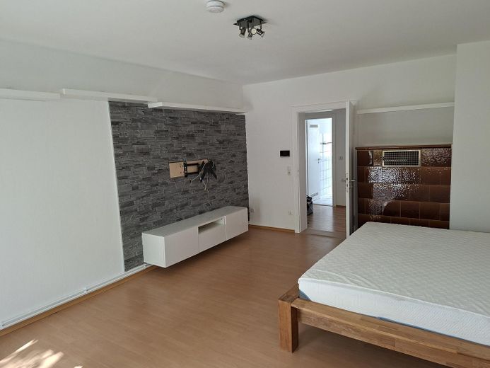 Stilvolles renoviertes Single-Apartment mit Altbau-Charme – Provisionsfrei! – Wohn-/Schlafbereich