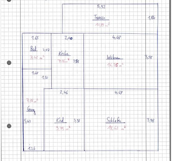 stilvolle 3-Zimmer Wohnung – Grundriss