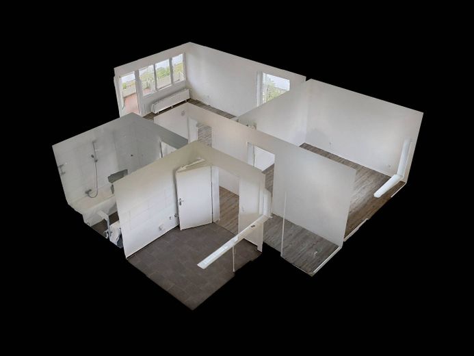 Schicke 2-Zimmer-Wohnung mit BALKON – 3D-Ansicht Grundriss