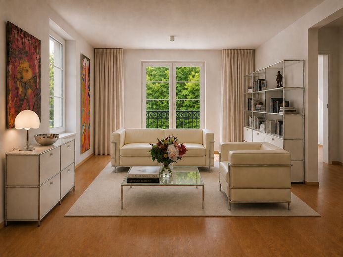 Keine Provision, Südbalkon/Südgarten, energetisch topsanierte Stadtvilla, Villenkolonie Pasing I – Wohnzimmer_Obergeschoss
