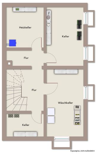 Yenilenmiş ikiz ev, garaj ve teras – Stieghorst – Grundriss Keller