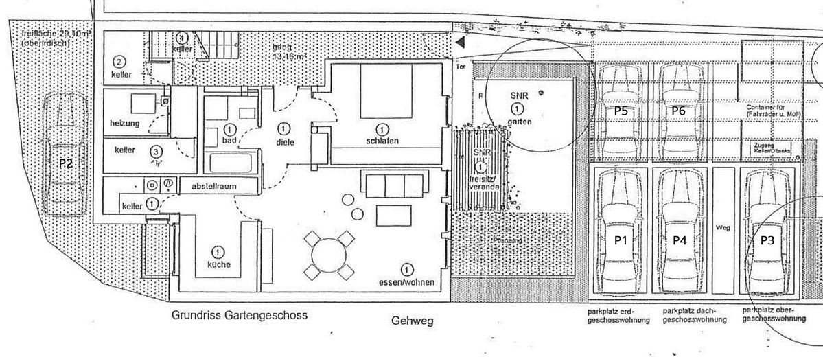 Toll geschnittene Wohnungen mit Südbalkon zur Selbstnutzung und/oder als Kapitalanlage, ab 275.000 € – Grundriss UG und Stellplätze