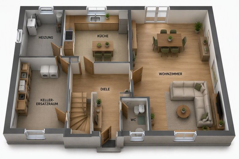 Modernisiertes Einfamilienhaus in ruhiger Sackgassenlage mit Kamin, PV-Anlage und großem Grundstück – Erdgeschoss