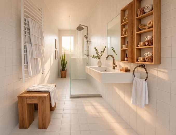 💦 شقة ميزونيت من 3 غرف بمساحة 76,03 م²، شاملة المرآب وموقف السيارات 💦 – UG - Bad - Neu Gestaltung