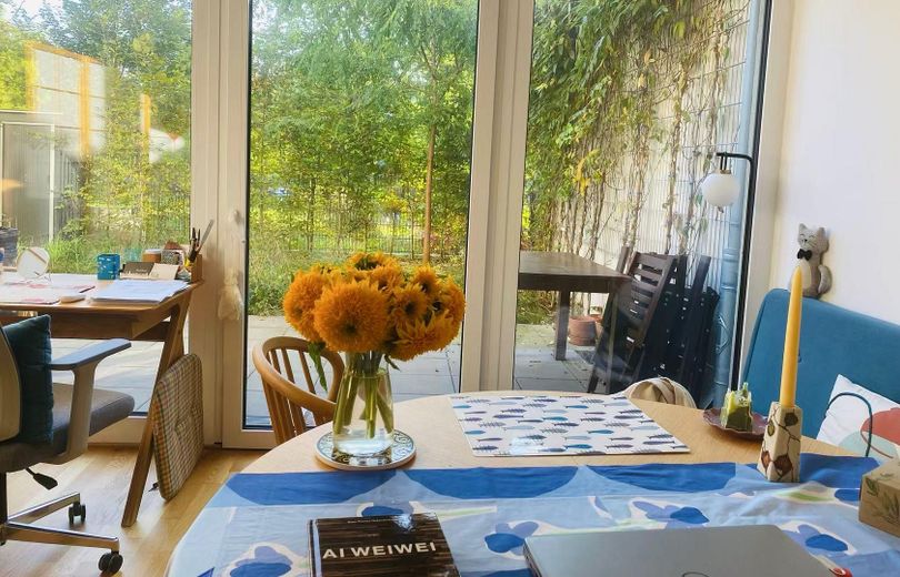 Appartamento ammobiliato con giardino, vicino all’Università di Magonza – Wohnzimmer 