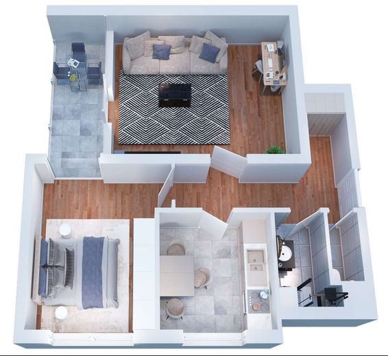 Wilmersdorf 2 Zimmer Küche Bad – Grundriss
