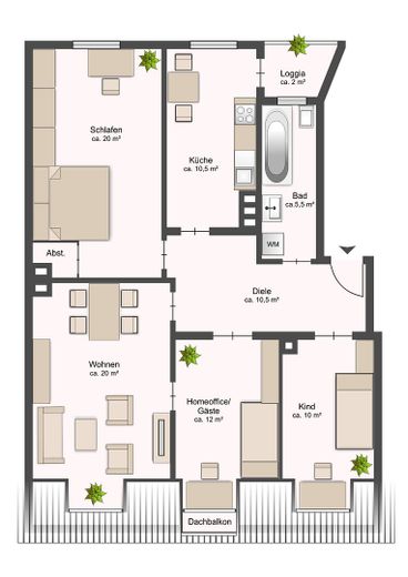 Wunderschöner 4-Zi-Altbau beim Gasteig, Lift, Balkon, TG mietbar, bezugsfrei – Grundriss