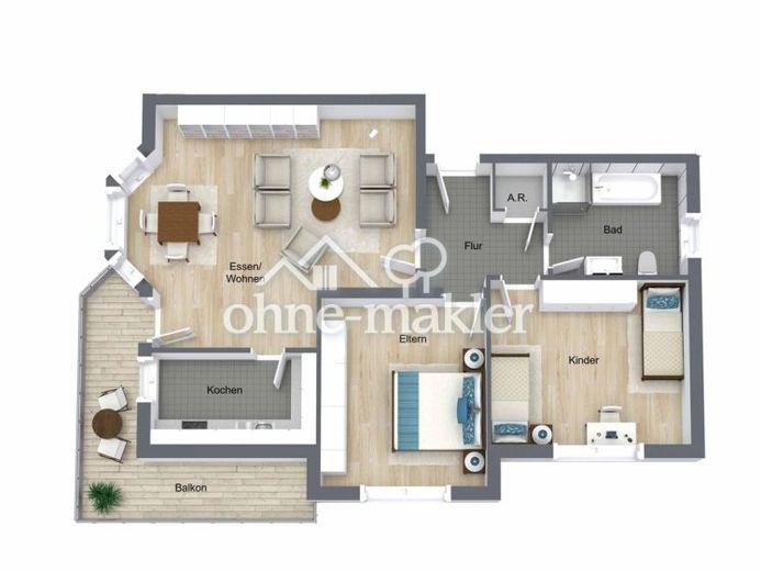 Helle 86 m² 3 Zimmer Wohnung mit Balkon & Keller in Hachenburg Krankenhaus – फोटो 1