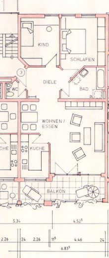 Bonito piso de 3 habitaciones con balcón soleado en Ulm-Wiblingen – Grundriss Wohnung