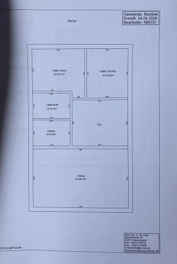 Provisionsfrei: Freistehendes Einfamilienhaus mit 154 m² Wohnfläche und Wintergarten in Reinbek – Grundriss Keller