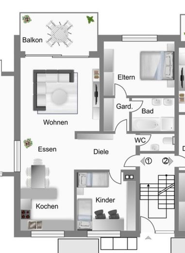 Ruim 3,5-kamerappartement met kleedkamer & balkon – ca. 98 m² in Böblingen-Dagersheim – Foto 10