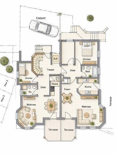 Charmante 3-Zimmer-Wohnung im mediterranen 6-Familien-Haus – Grundriss rechte Seite