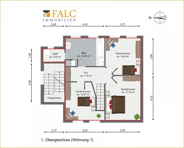 Grundriss 1- OG (Wohnung 1)
